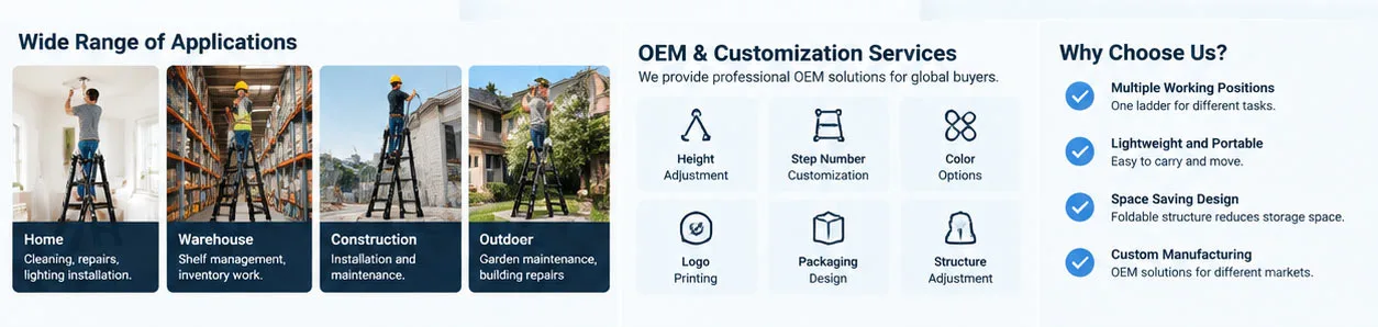 Multi Purpose Aluminum Folding Ladder for Home and Professional Applications Multi Purpose Aluminum Folding Ladder for Home and Professional Applications