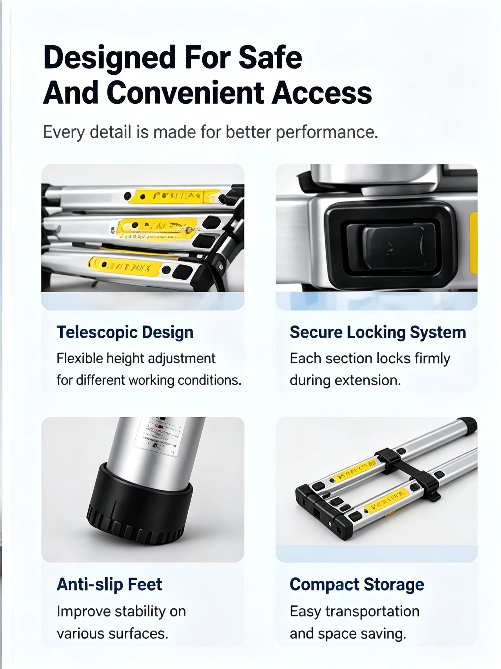 Heavy-Duty Commercial Telescopic Ladder Heavy-Duty Commercial Telescopic Ladder