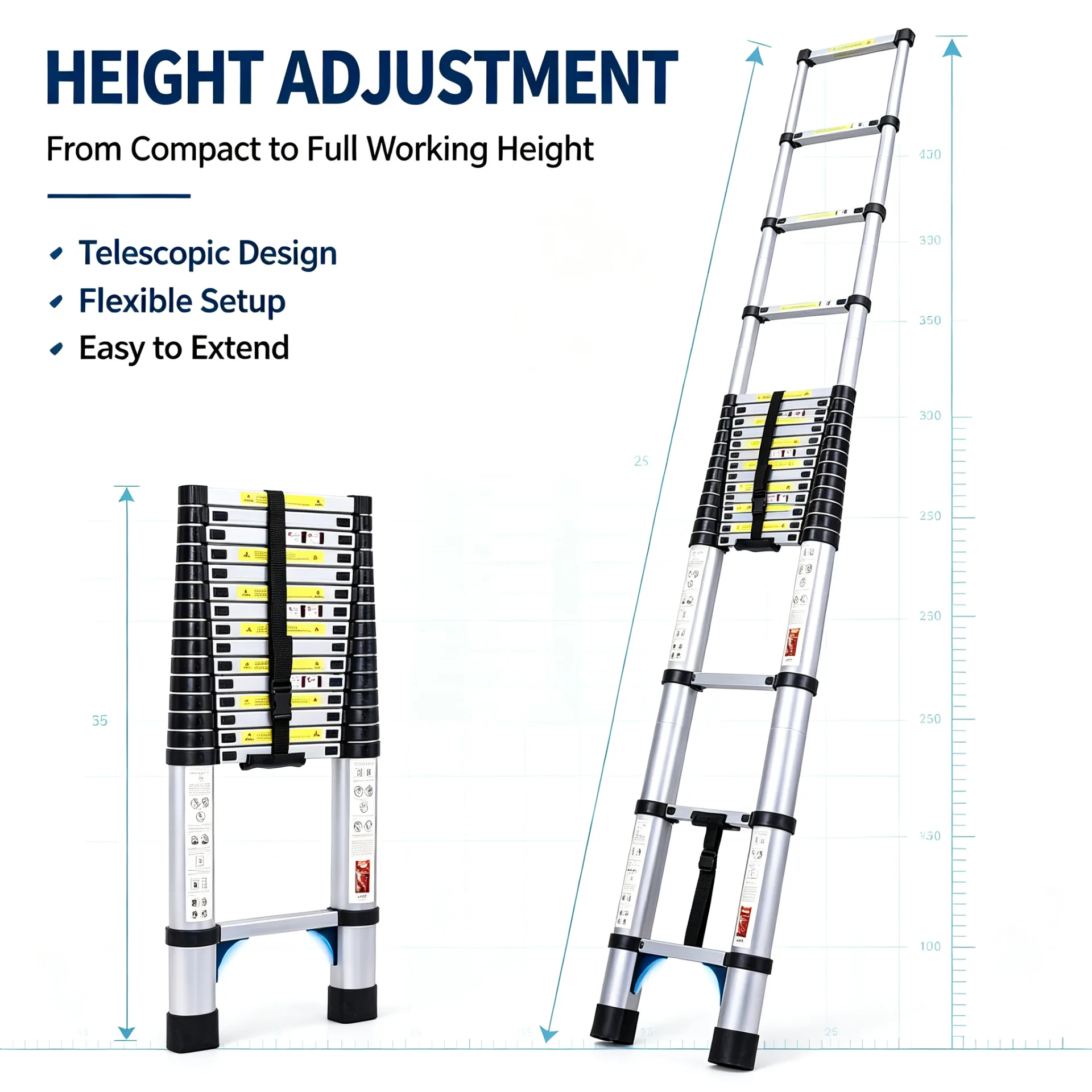Aluminum Telescopic Ladder | Portable Extendable Ladder for Home & Industrial Use - Image 2 Aluminum Telescopic Ladder | Portable Extendable Ladder for Home & Industrial Use - Image 2