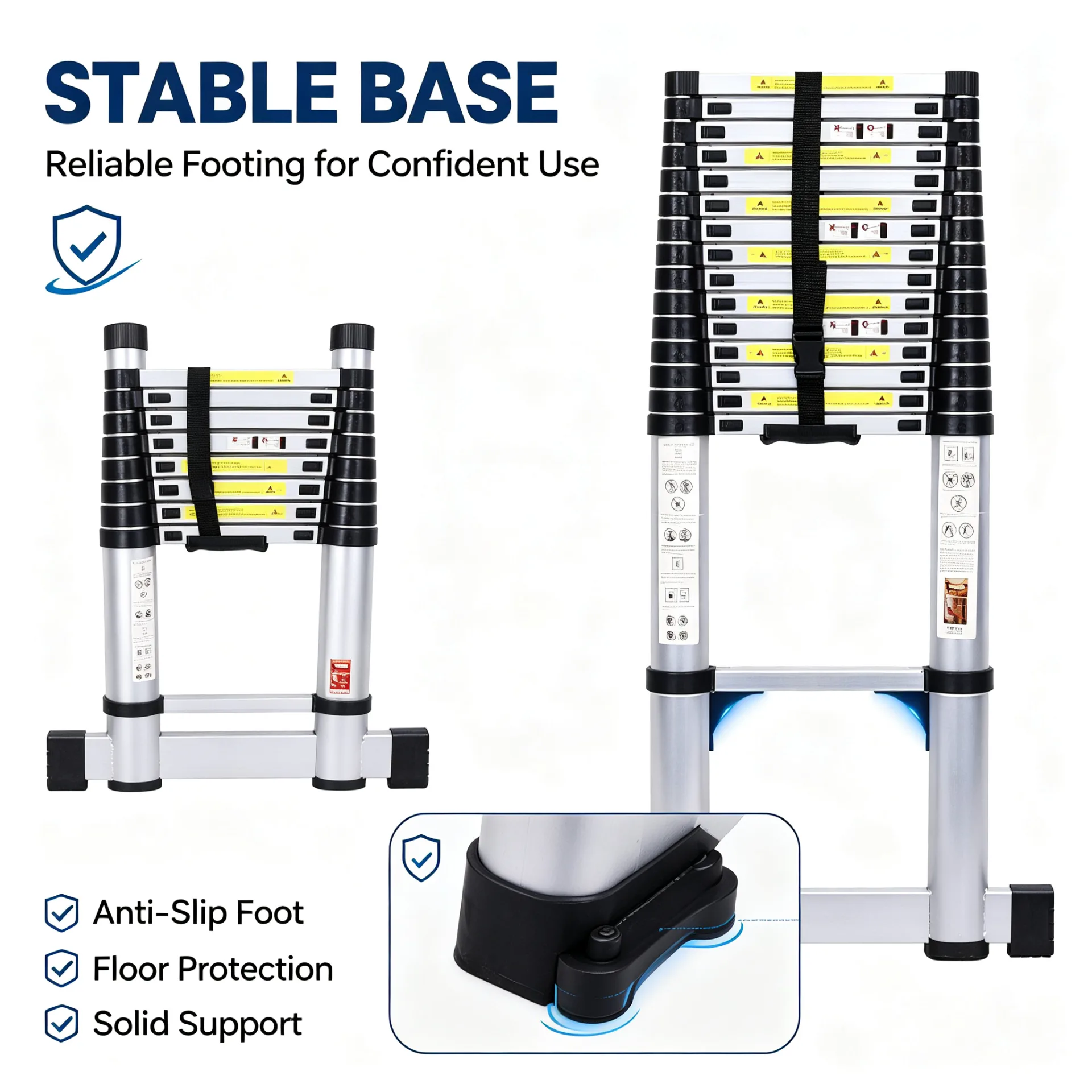 Aluminum Telescopic Ladder | Portable Extendable Ladder for Home & Industrial Use - Image 3 Aluminum Telescopic Ladder | Portable Extendable Ladder for Home & Industrial Use - Image 3
