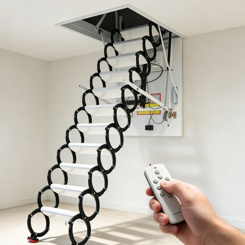 Electric Retractable Attic Stairs – Smart Ceiling Access for Modern Homes & Commercial Projects - Image 2 Electric Retractable Attic Stairs – Smart Ceiling Access for Modern Homes & Commercial Projects - Image 2