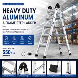 Heavy Duty Aluminum A Frame Step Ladder Manufacturer for Industrial and Commercial Use