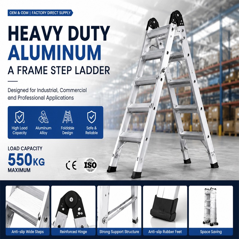 Heavy Duty Aluminum A Frame Step Ladder Manufacturer for Industrial and Commercial Use Heavy Duty Aluminum A Frame Step Ladder Manufacturer for Industrial and Commercial Use - Image 1